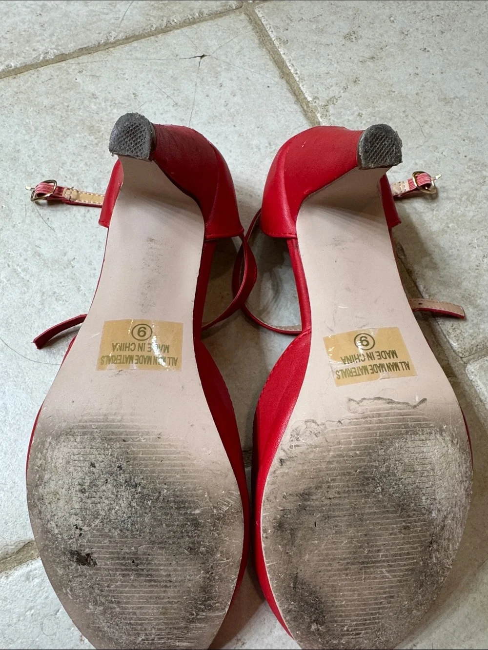 Chase + Chloe Red T-Strap Cutout Heels